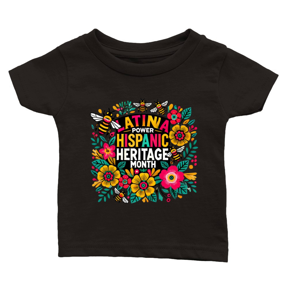 Latina floral girl power Hispanic Heritage month Classic Baby Crewneck T-shirt
