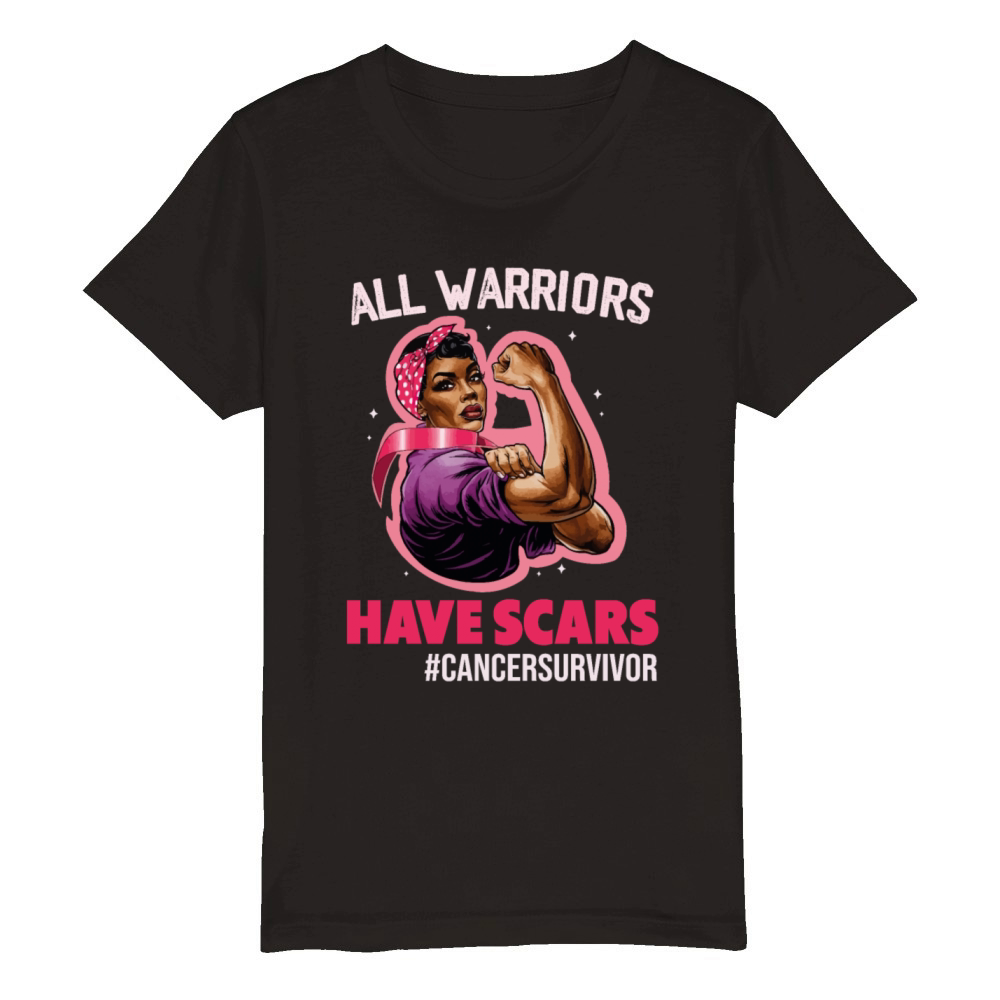 All Warriors Have Scars Breast Cancer Survivor Organic Kids Crewneck T-shirt