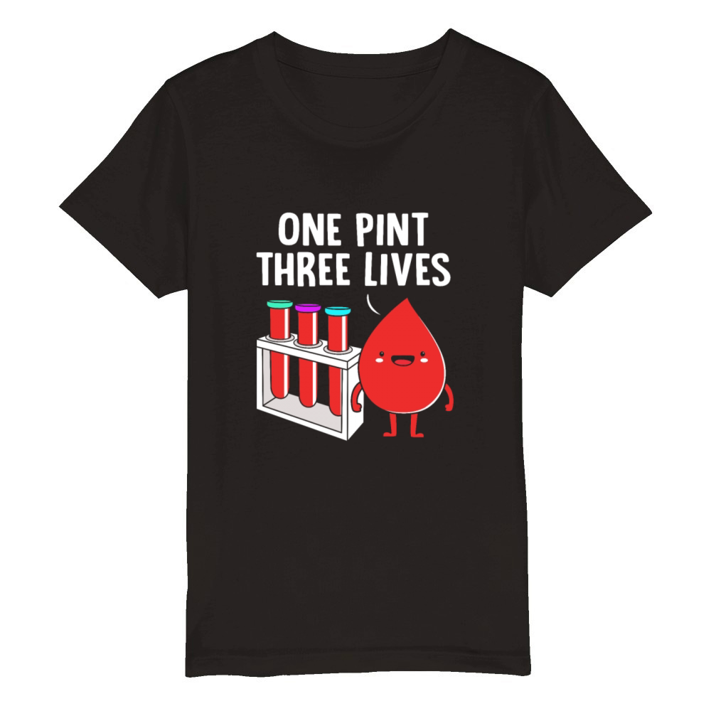 One Pint Three Lives Blood Donor Awareness Organic Kids Crewneck T-shirt