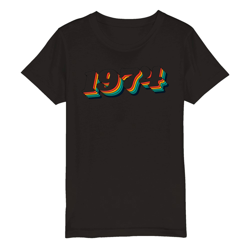 Retro 1974 Organic Kids Crewneck T-shirt