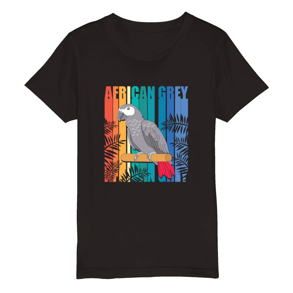 Retro Vintage African Grey Parrot Owner Organic Kids Crewneck T-shirt