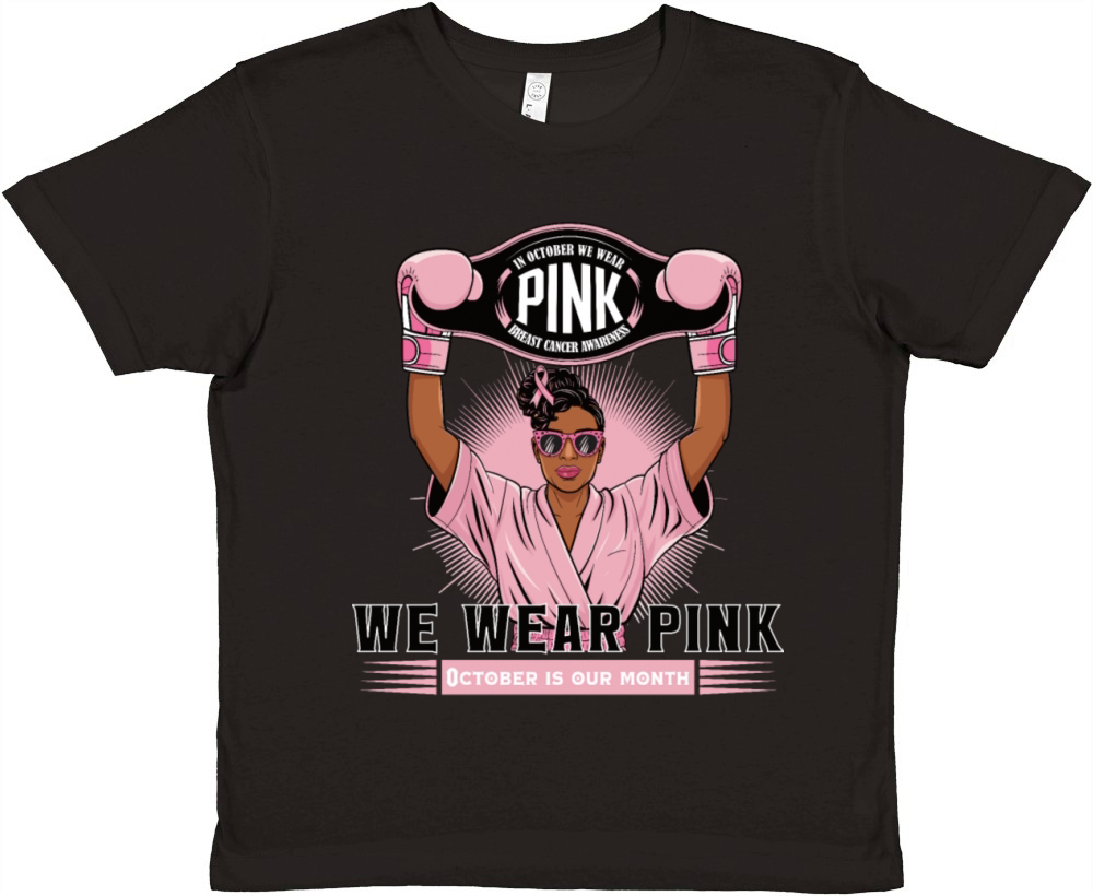 Breast Cancer Design In Pink Boxer Style Premium Kids Crewneck T-shirt