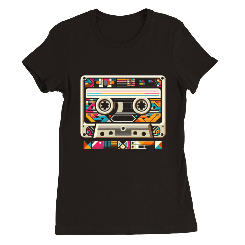 Vintage Cassette Tape Retro Music Art Premium Womens Crewneck T-shirt