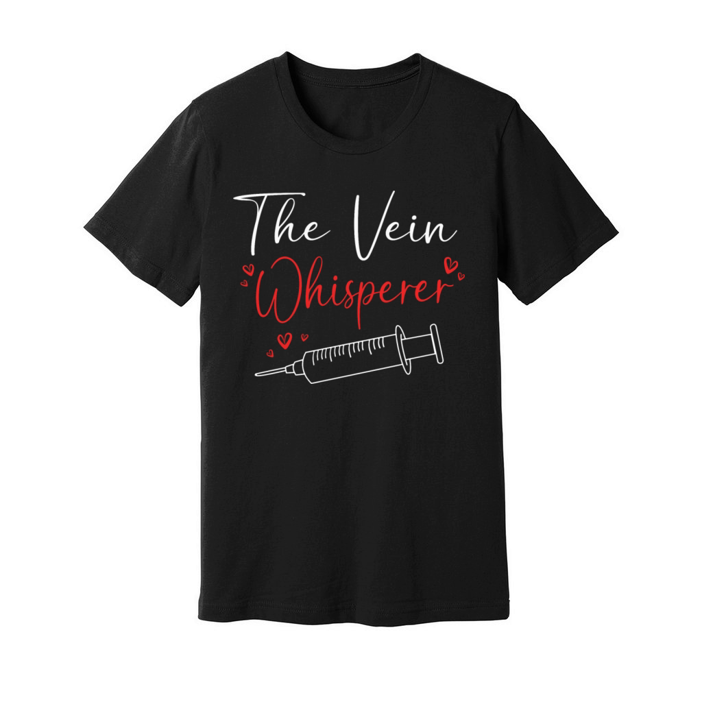 Funny Phlebotomy Humor Blood Donor Vein Whisperer Unisex Jersey Tee