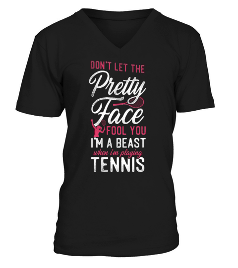 Funny Tennis Player Racket Girl V-Neck T-shirt