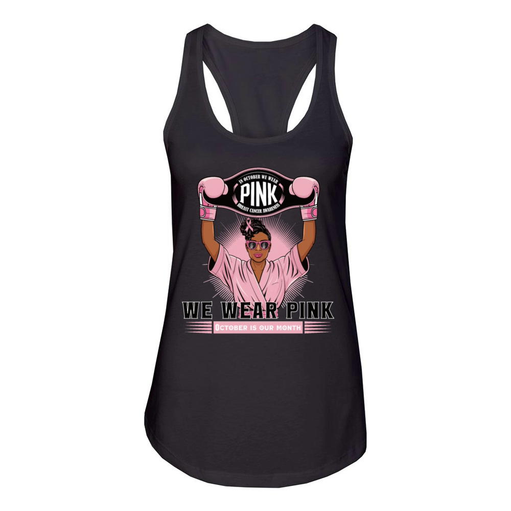 Breast Cancer Design In Pink Boxer Style Women's Racerback Tank