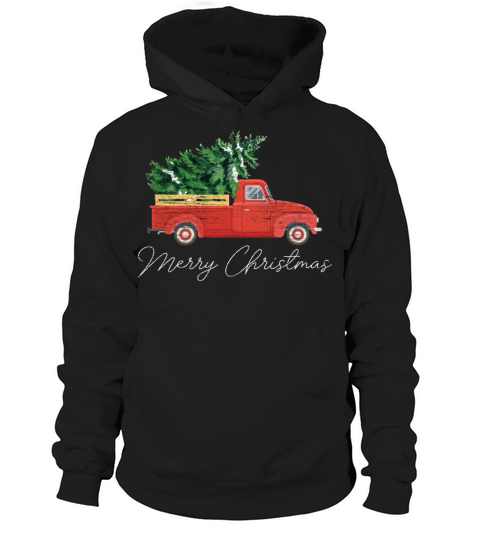 Vintage Wagon Christmas Truck Christmas Tree Hoodie Unisex