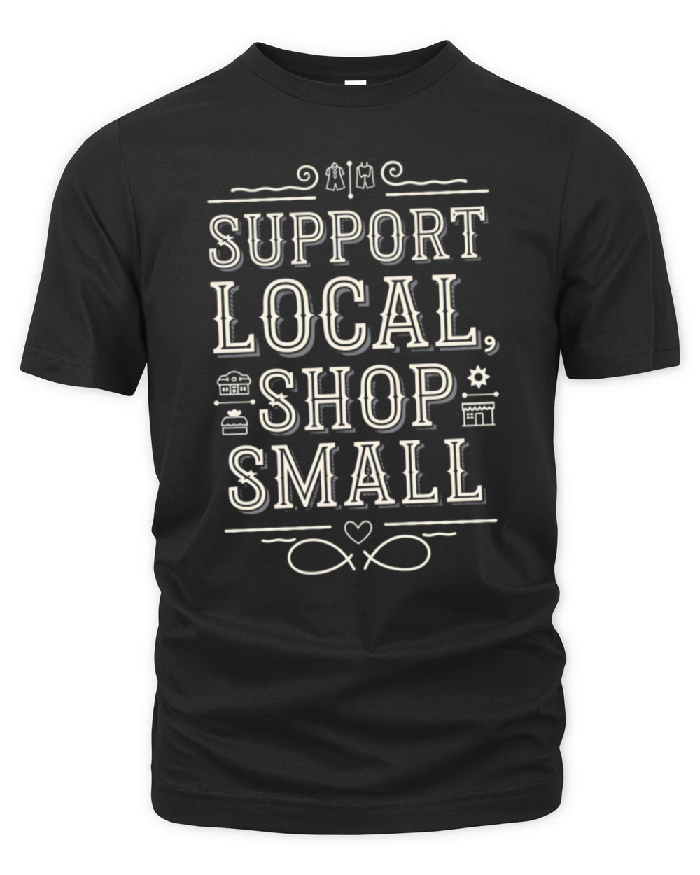 Support Local Shop Small Minimalist Vintage Style Organic Unisex T-shirt