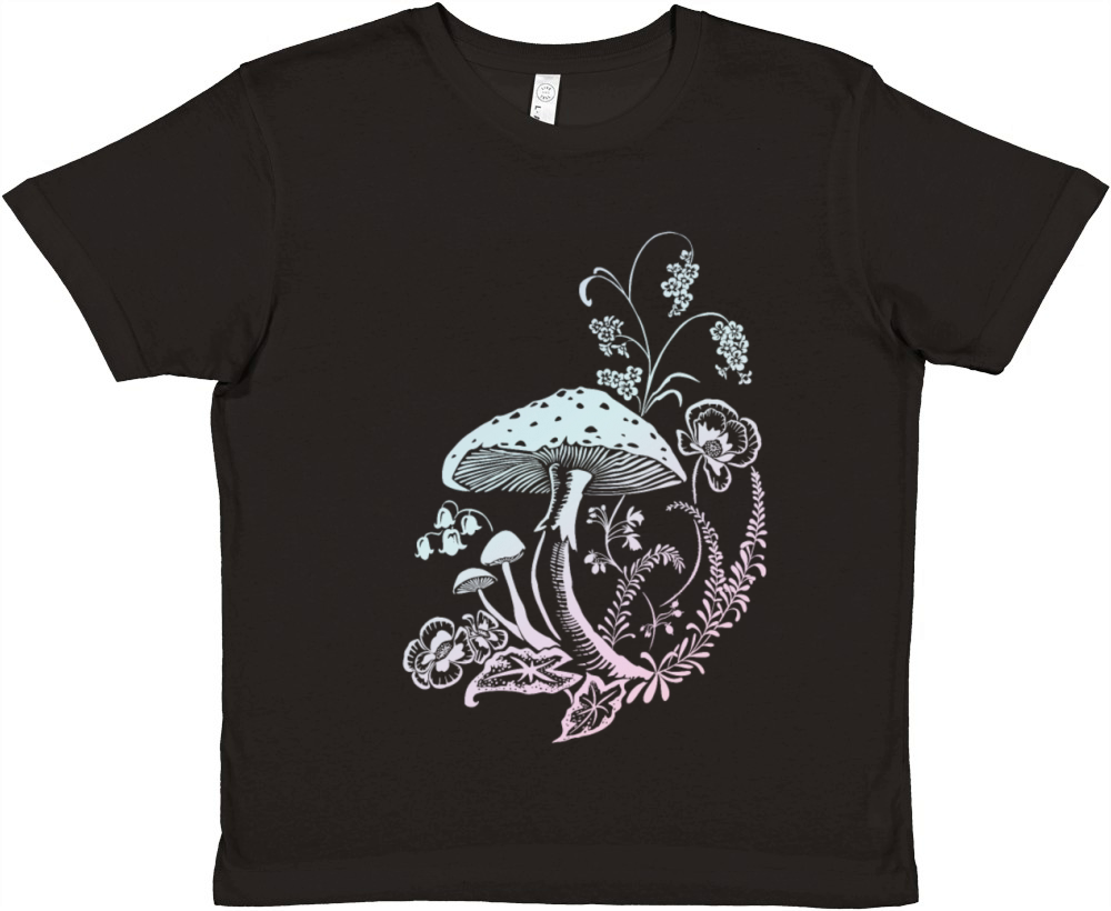Fly agaric with flowers multicolor Premium Kids Crewneck T-shirt