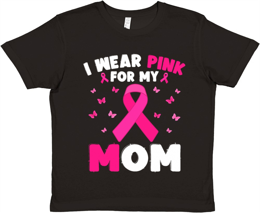 I Wear Pink For My Mom Breast Cancer Awareness Premium Kids Crewneck T-shirt