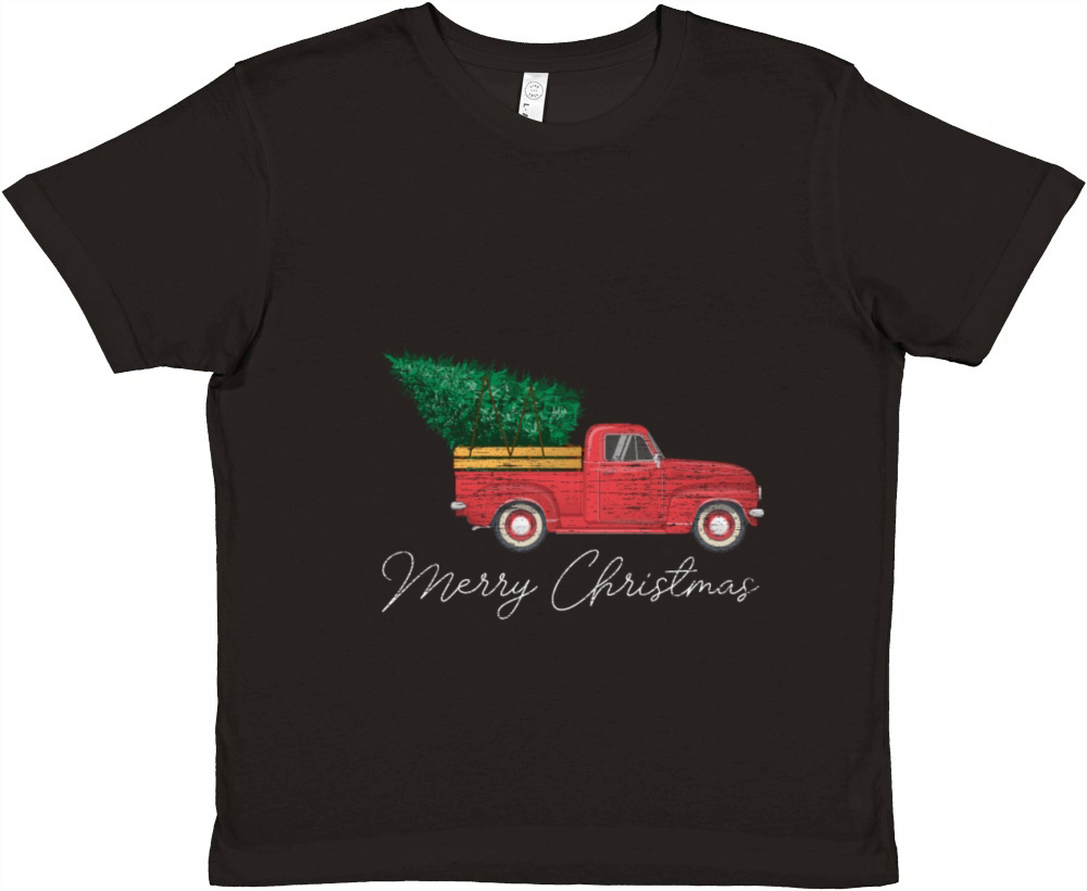 Vintage Wagon Christmas Truck Christmas Tree Premium Kids Crewneck T-shirt