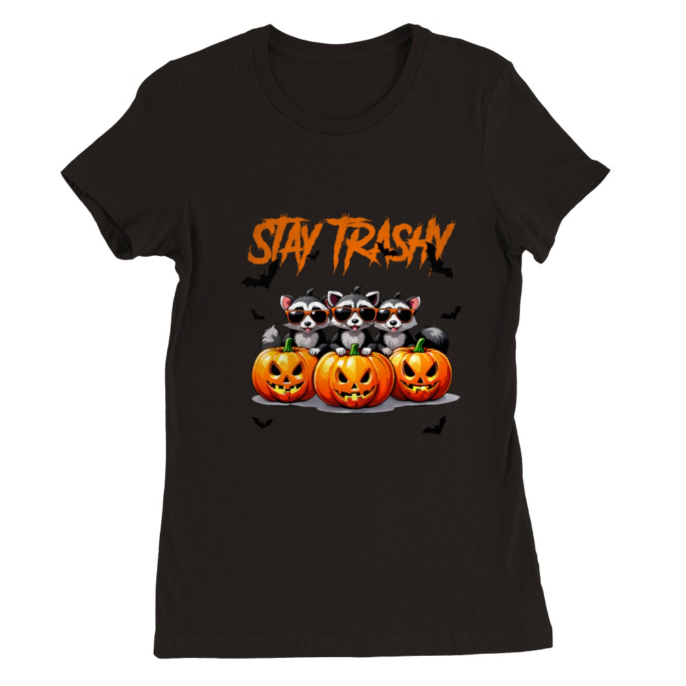 Stay trashy Halloween vintage raccoons Premium Womens Crewneck T-shirt