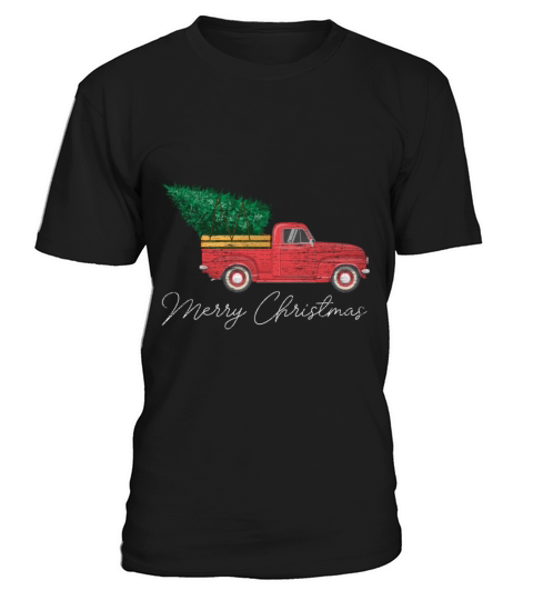 Vintage Wagon Christmas Truck Christmas Tree T-Shirt Unisex