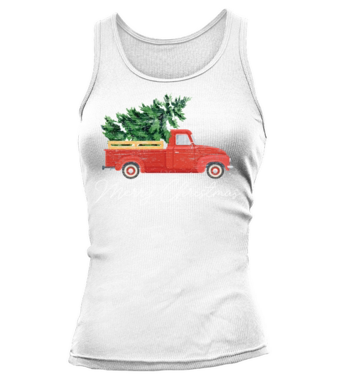 Vintage Wagon Christmas Truck Christmas Tree Tank top Woman
