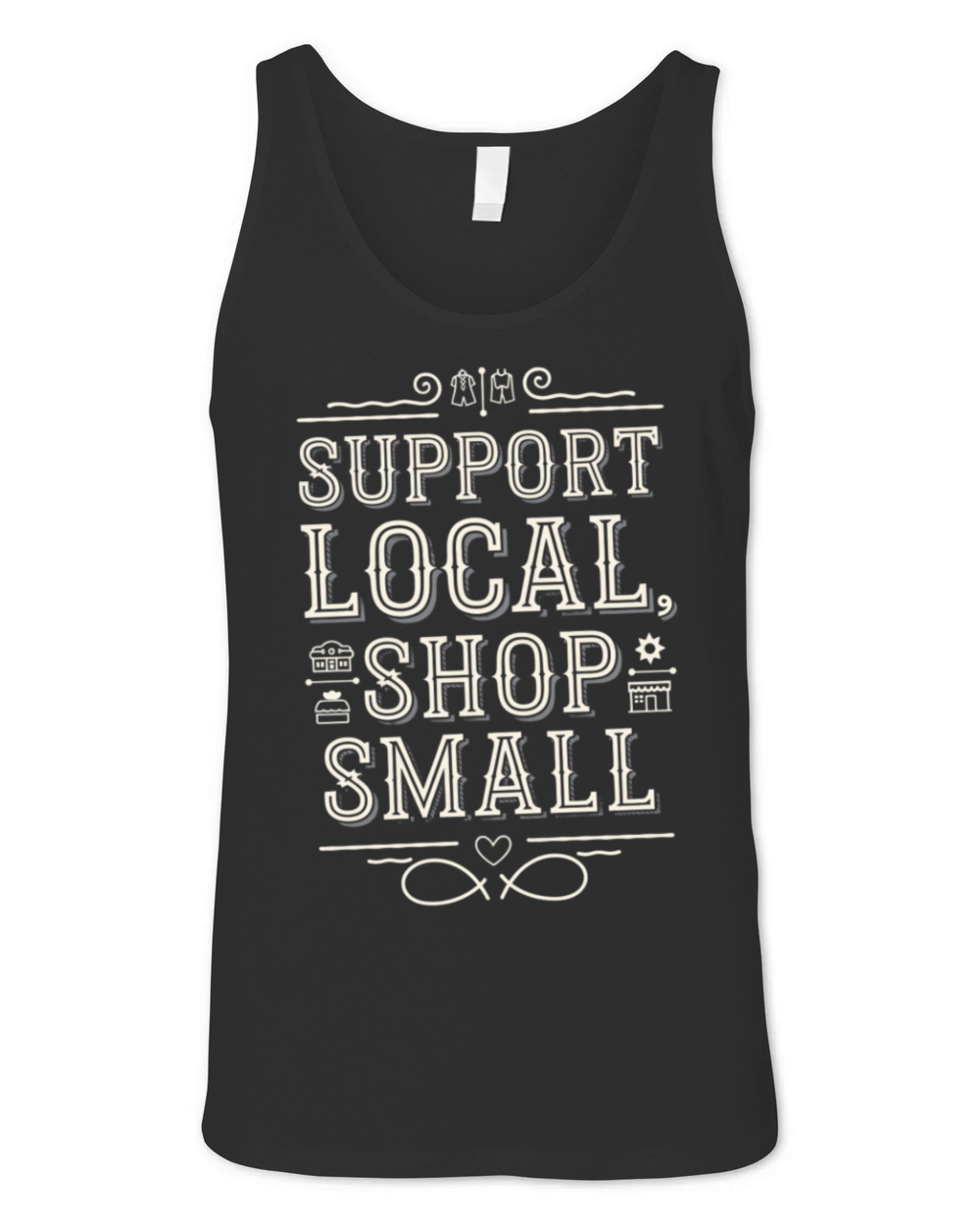 Support Local Shop Small Minimalist Vintage Style Unisex Jersey Tank