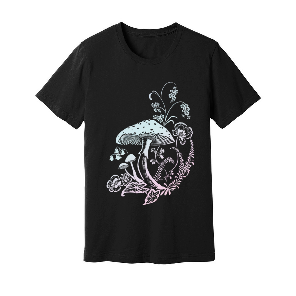 Fly agaric with flowers multicolor Unisex Jersey Tee