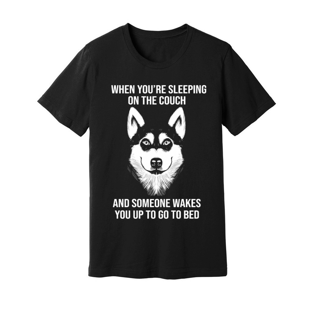 Sleeping On The Couch Vintage Siberian Husky Unisex Jersey Tee