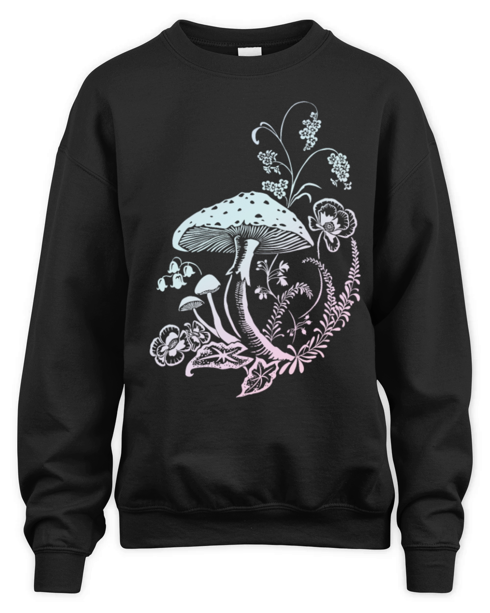 Fly agaric with flowers multicolor Unisex Premium Crewneck Sweatshirt