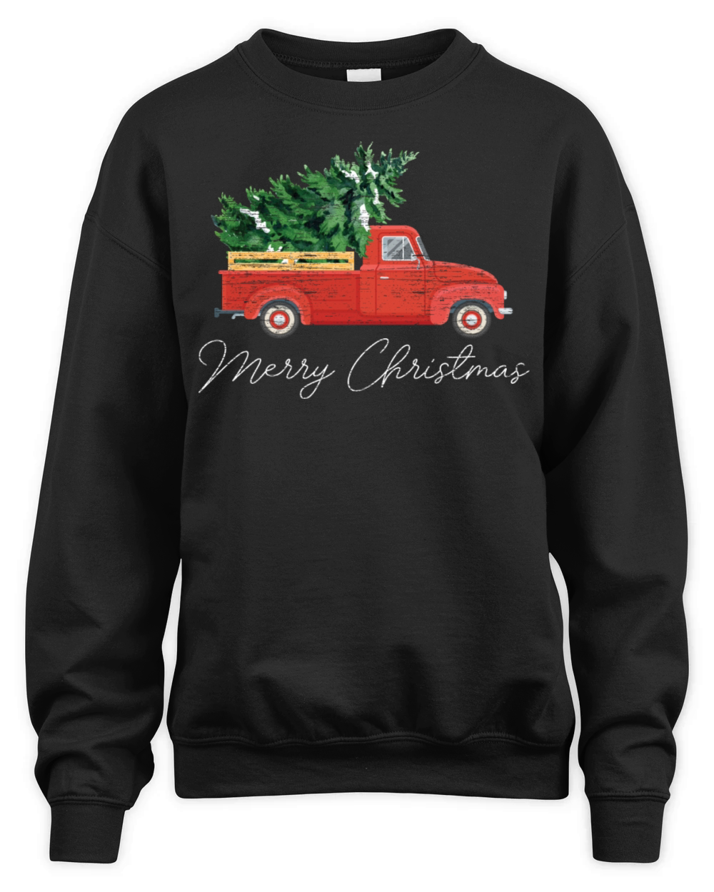 Vintage Wagon Christmas Truck Christmas Tree Unisex Premium Crewneck Sweatshirt