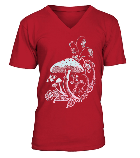 Fly agaric with flowers multicolor V-Neck T-shirt