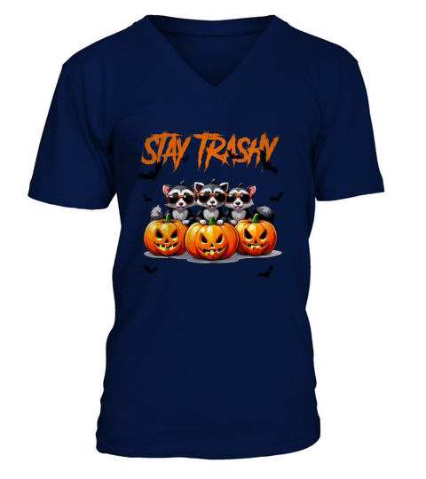 Stay trashy Halloween vintage raccoons V-Neck T-shirt