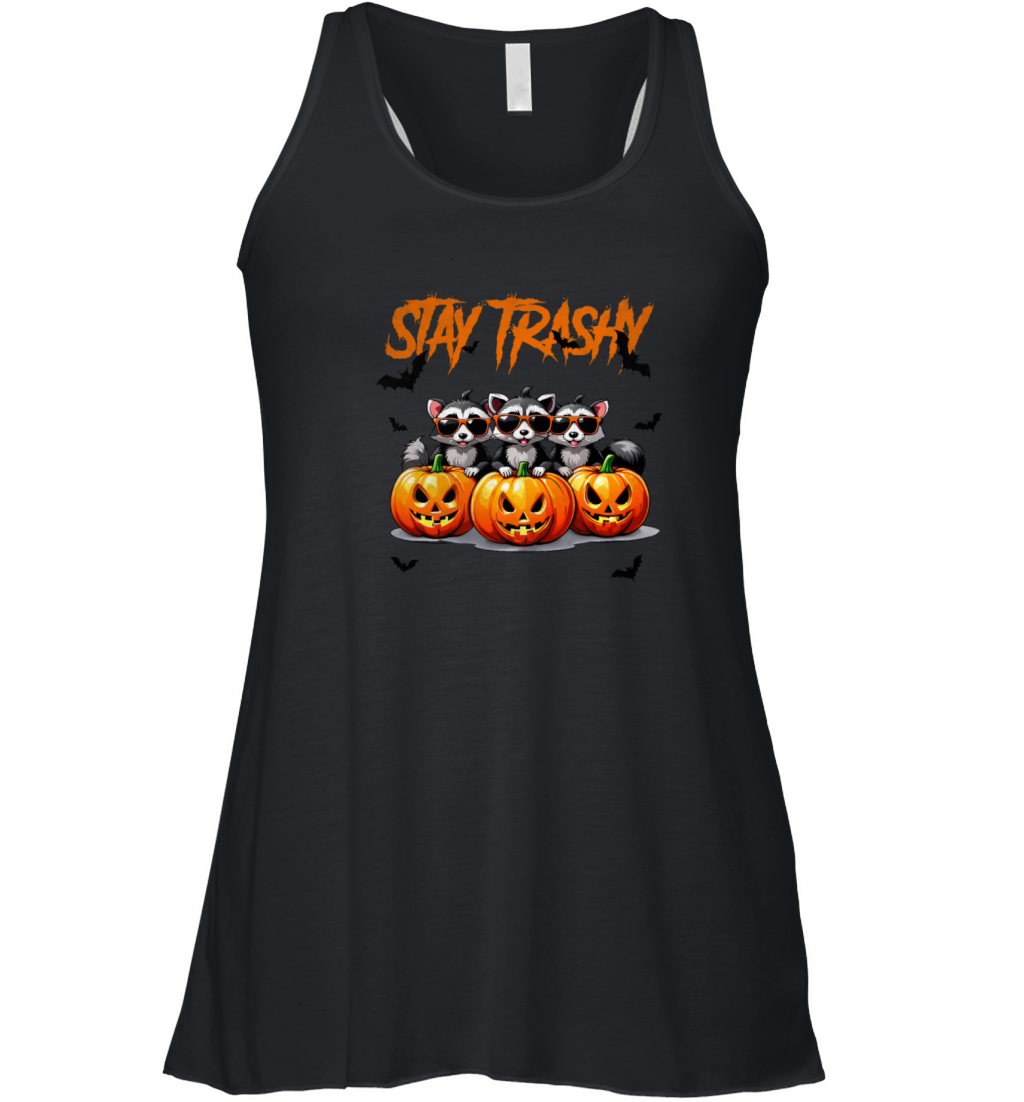 Stay trashy Halloween vintage raccoons Women's Flowy Tank Top