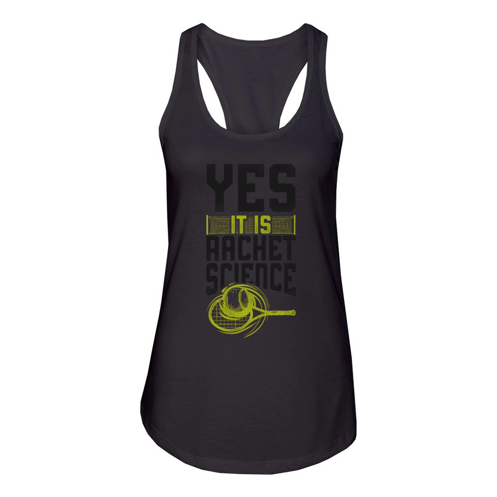 Funny Tennis Player Racket Pun Yes Women's Racerback Tank