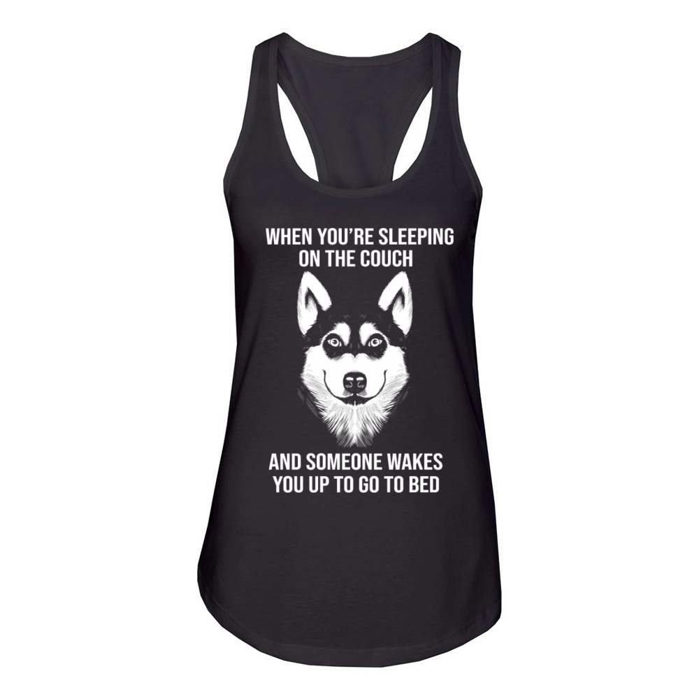 Sleeping On The Couch Vintage Siberian Husky Women's Racerback Tank
