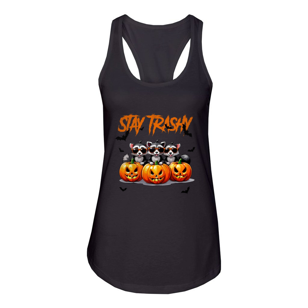 Stay trashy Halloween vintage raccoons Women's Racerback Tank