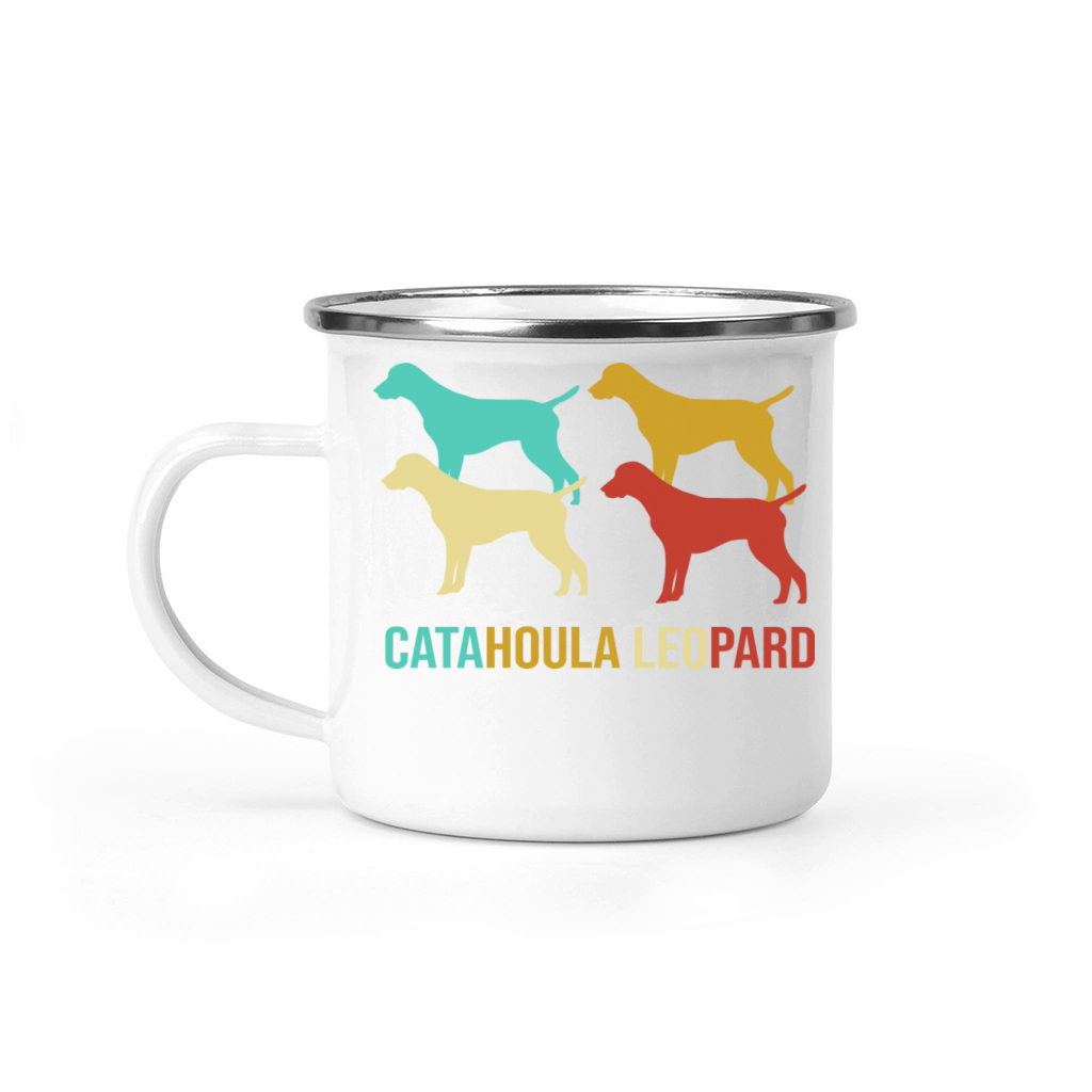 Retro Dog Silhouette Vintage Catahoula Leopard Dog Camping Mug