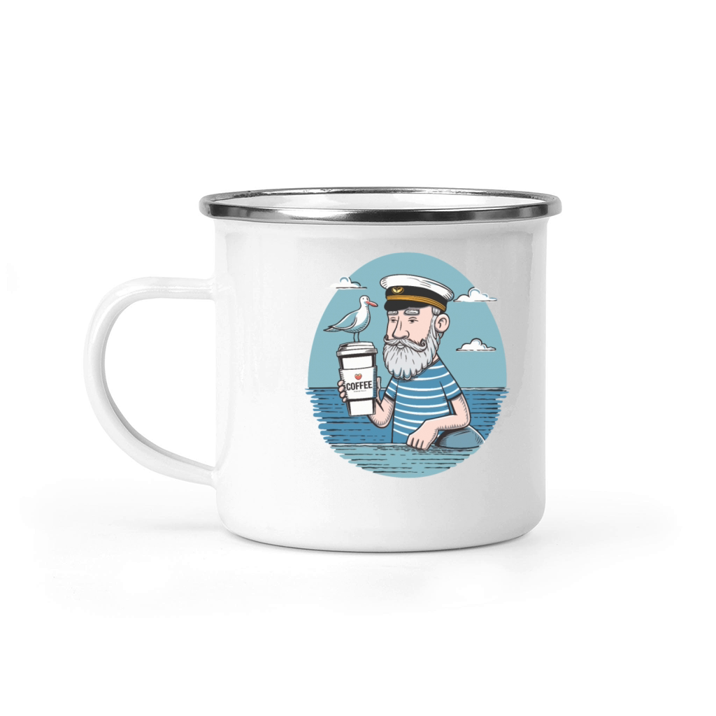 Vintage Sailor Enjoying Coffee Nautical for a Camping Mug