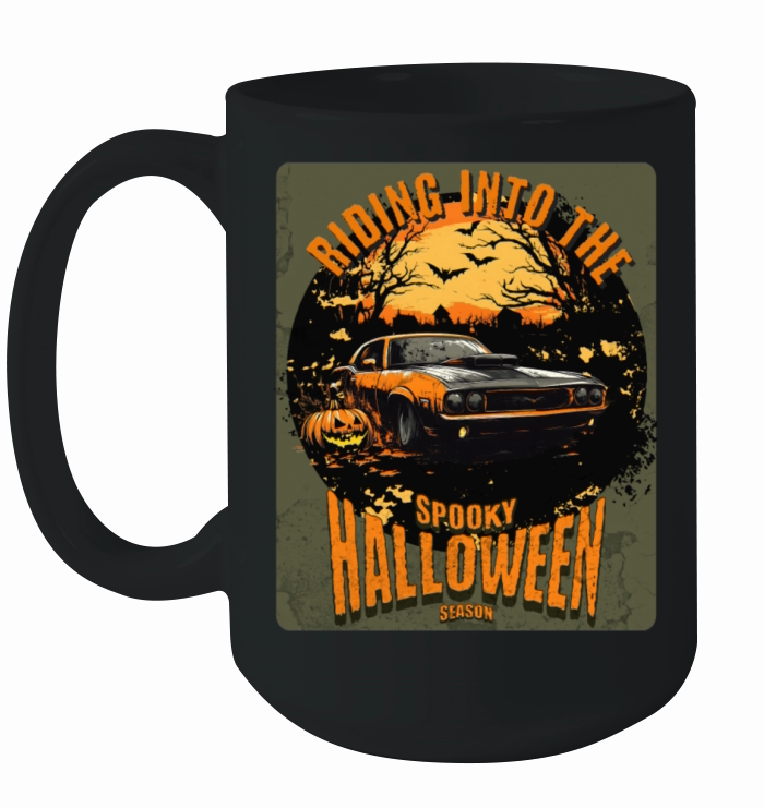 Riding Into the Spooky HalloweenSeason Vintage Car Ceramic Mug