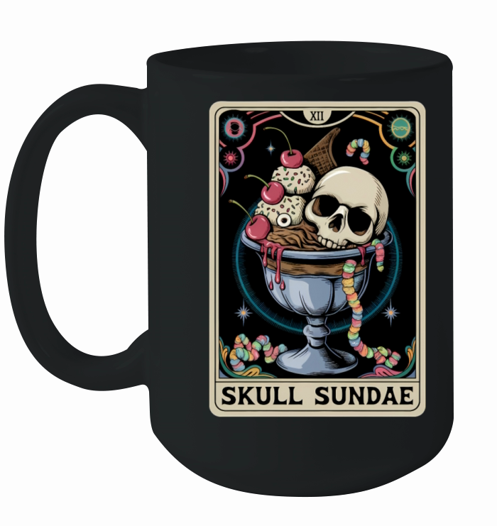 Vintage Skull Sundae Art - Edgy Unique Style Ceramic Mug