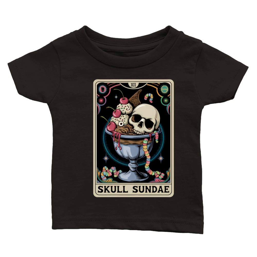 Vintage Skull Sundae Art - Edgy Unique Style Classic Baby Crewneck T-shirt