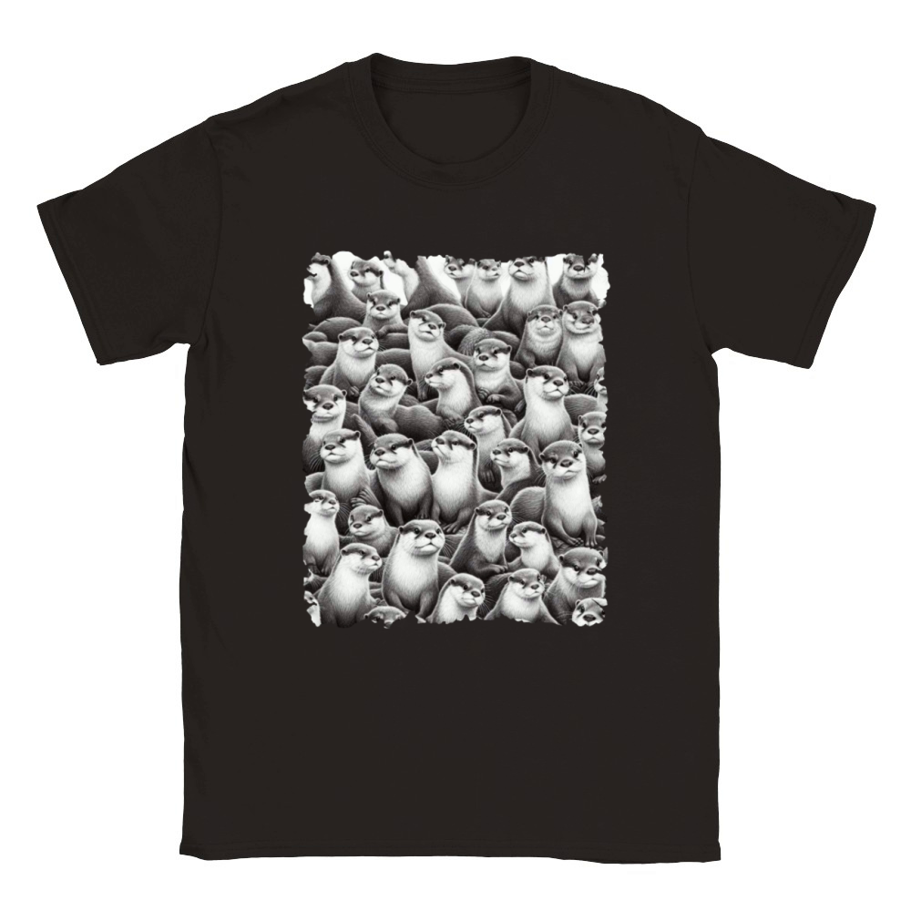 Cute playful otters by OtterfulArt Classic Kids Crewneck T-shirt