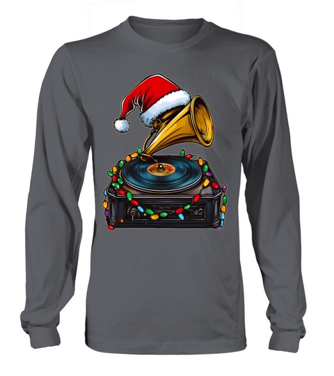 Gramophon Vintage Vinyl Turntable Christmas Hat Long sleeved Unisex