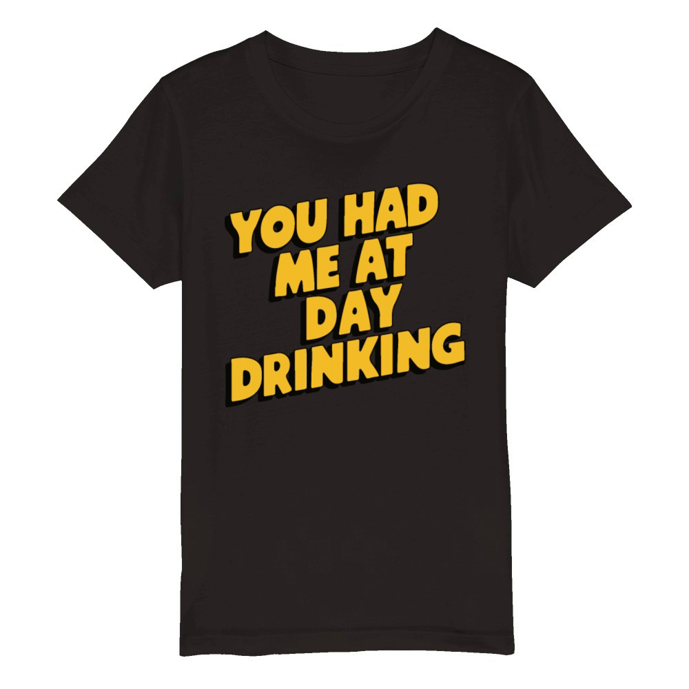 Day Drinking Funny Humor Quote Retro Style Organic Kids Crewneck T-shirt