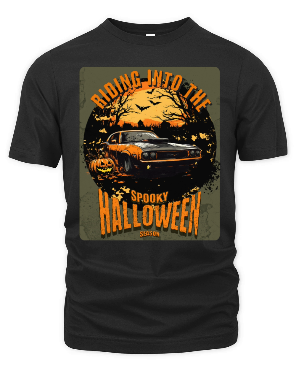 Riding Into the Spooky HalloweenSeason Vintage Car Organic Unisex T-shirt
