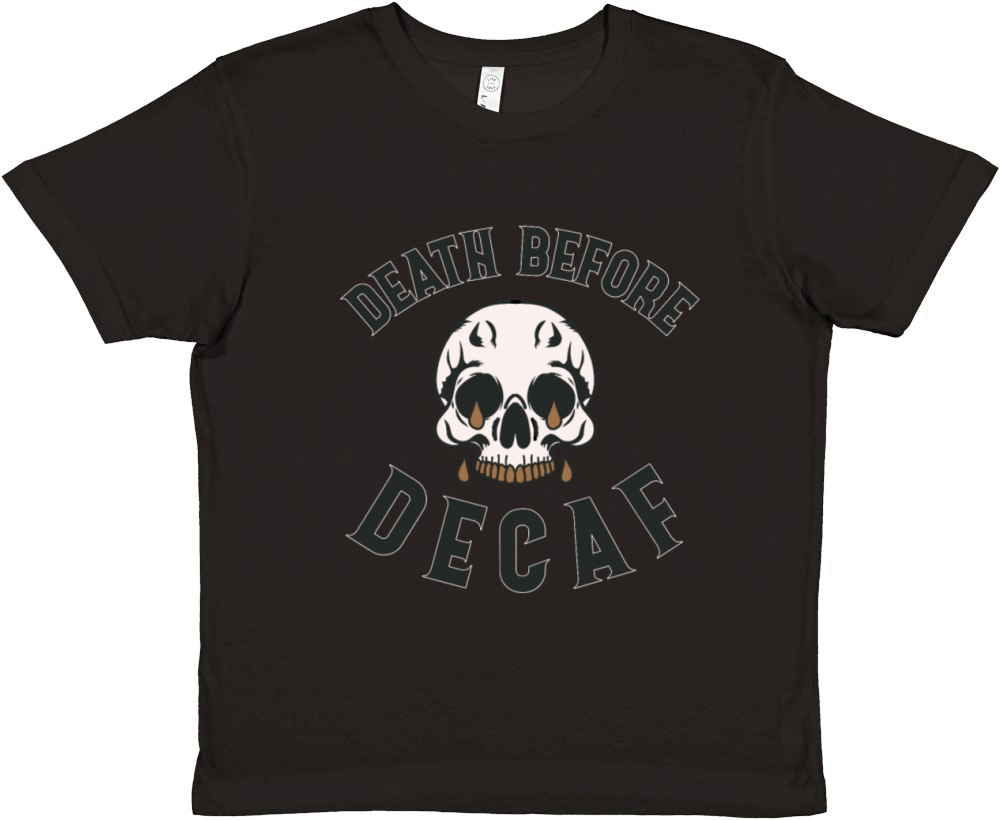 Death Before Decaf Skull - Coffee Lover Premium Kids Crewneck T-shirt
