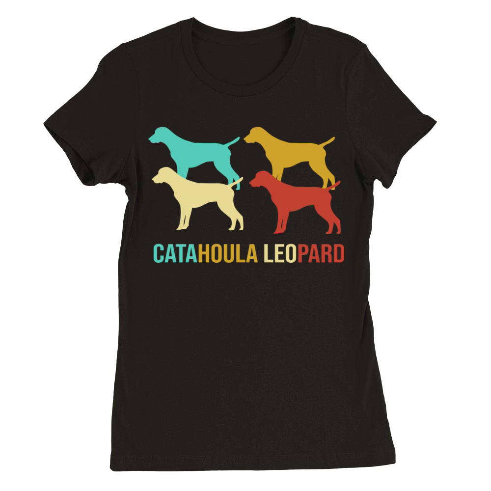Retro Dog Silhouette Vintage Catahoula Leopard Dog Premium Womens Crewneck T-shirt