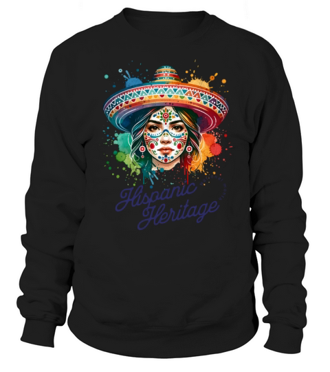 Vibrant Hispanic Heritage Month Sugar Skull Sweatshirt Unisex