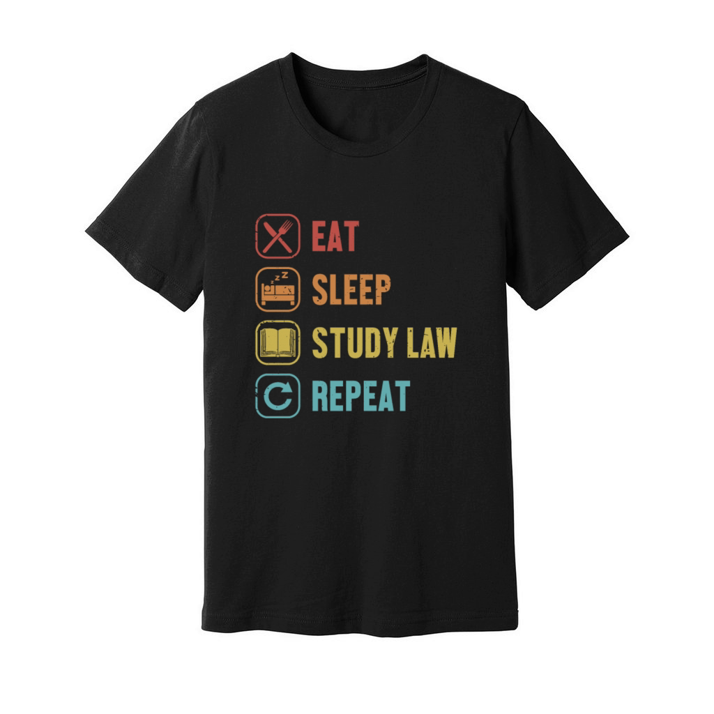 Eat Sleep Study Law Repeat University Law School Unisex Jersey Tee