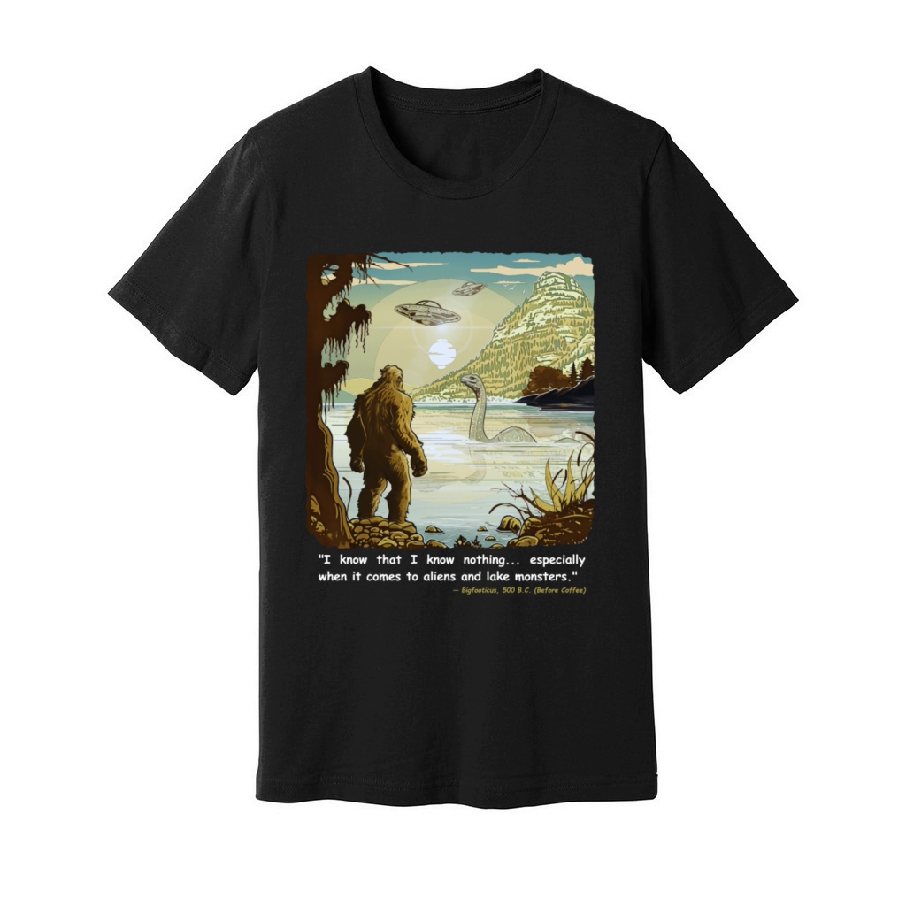 Funny Bigfoot Philosophy Loch Ness Monster UFOs Unisex Jersey Tee