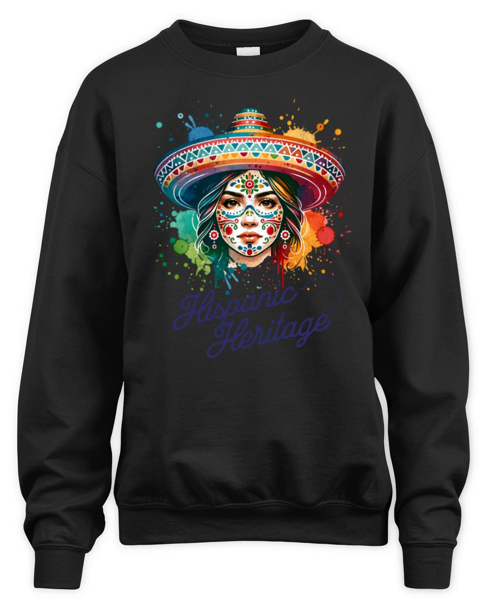 Vibrant Hispanic Heritage Month Sugar Skull Unisex Premium Crewneck Sweatshirt
