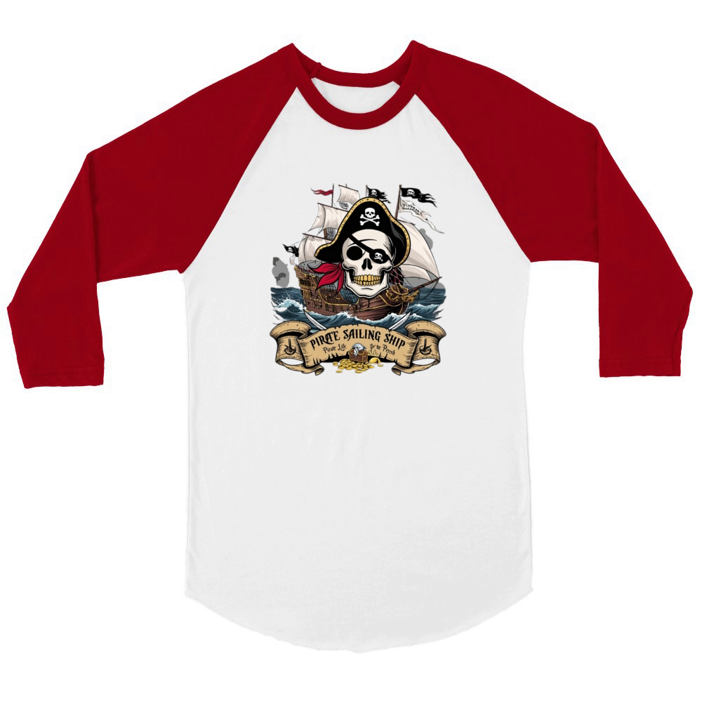 Pirate Sailing Ship Unisex ¾ sleeve Raglan T-shirt