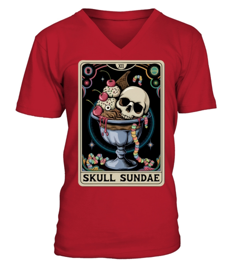 Vintage Skull Sundae Art - Edgy Unique Style V-Neck T-shirt