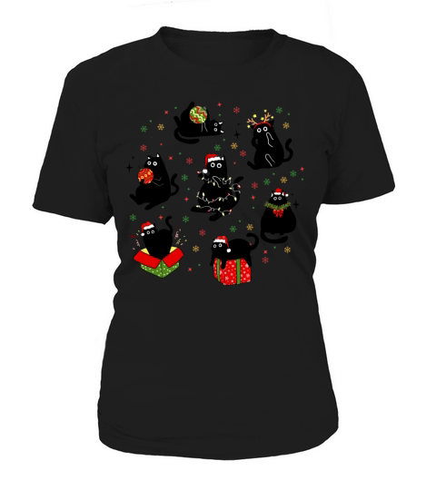 Black Cat Christmas Shirt Cute Christmas Shirt Women's T-Shirt
