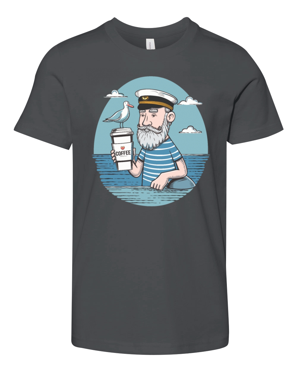 Vintage Sailor Enjoying Coffee Nautical for a Youth Unisex Jersey Tee