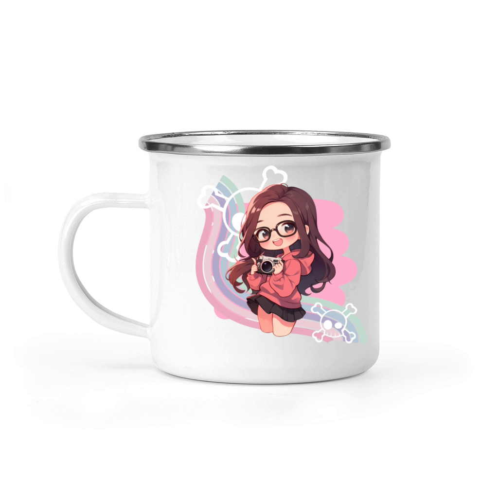 Anime character illustration with camera Camping Mug