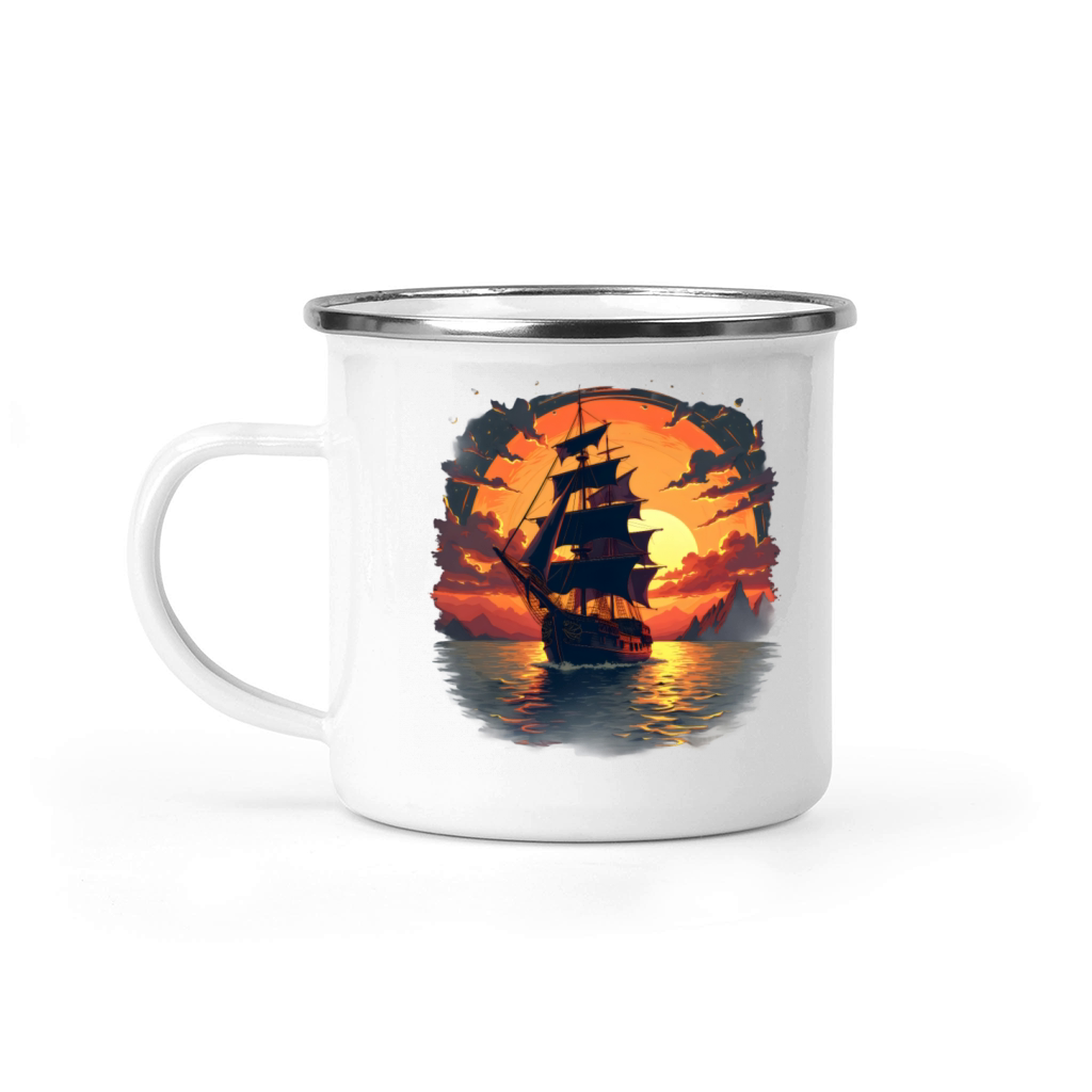 Haunted Pirate Ship Sunset Camping Mug